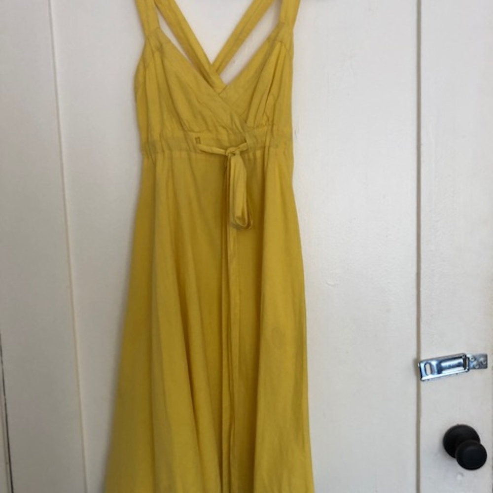 Yellow Cross-Back Anthropologie Maeve Dress - 2